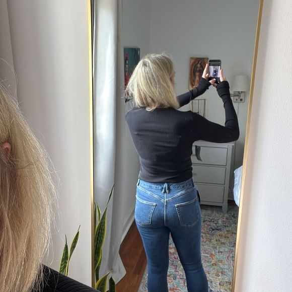 Agolde Alma Shrunken Crew Neck Tee Black Size Small - Picture 5 of 8